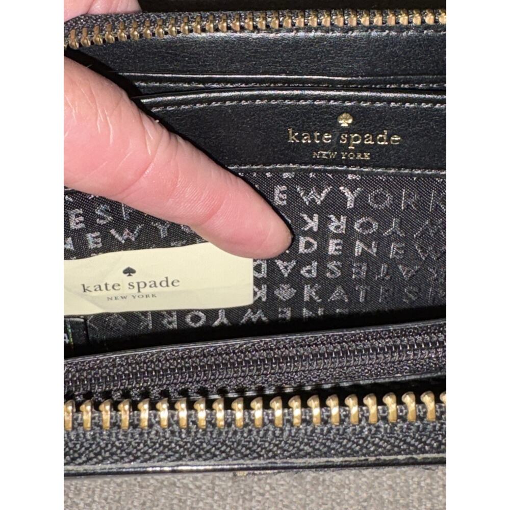 Kate Spade Full Zip Vinyl Neda Daycation Wallet Multi-Party Colored Stripes - Picture 6 of 6